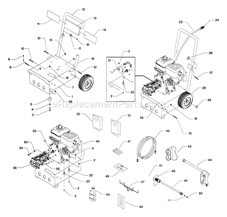 Page B Diagram and Parts List for 1292-2  Briggs and Stratton Pressure Washer